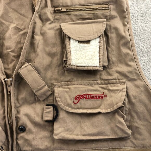 Pflueger Deluxe Mens Fly Fishing Vest Jacket XXL Tan Outdoors Full Zip Utility - Picture 3 of 11